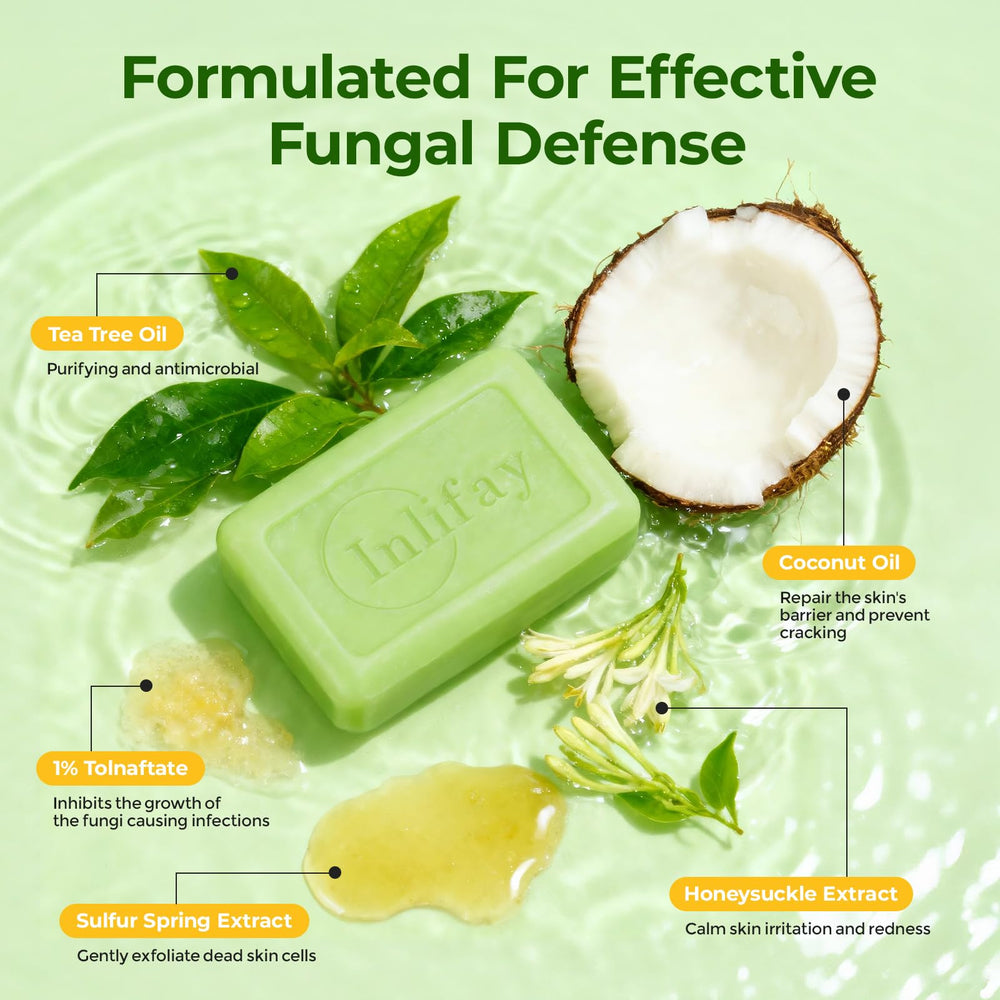 Inlifay antifungal soap lather close-up showing refreshing foam.