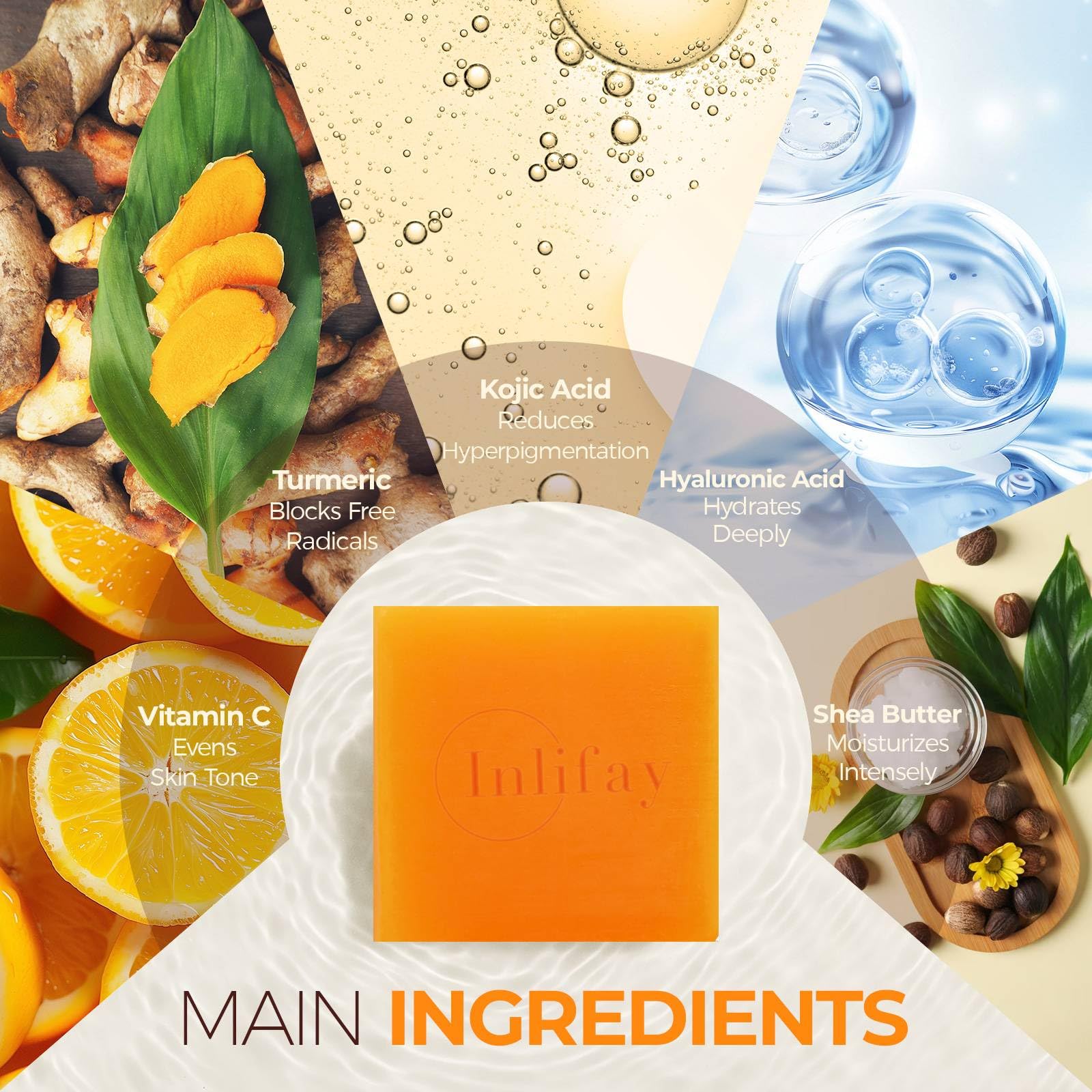 Inlifay Kojic Soap targets dark spots on face and body for even tone.
