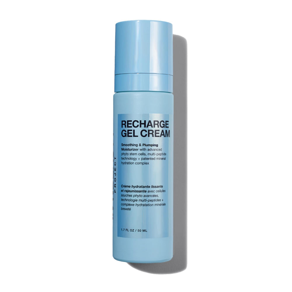 Innbeauty Project Recharge Gel Cream bottle pour delivers refreshing hydration for daytime use.