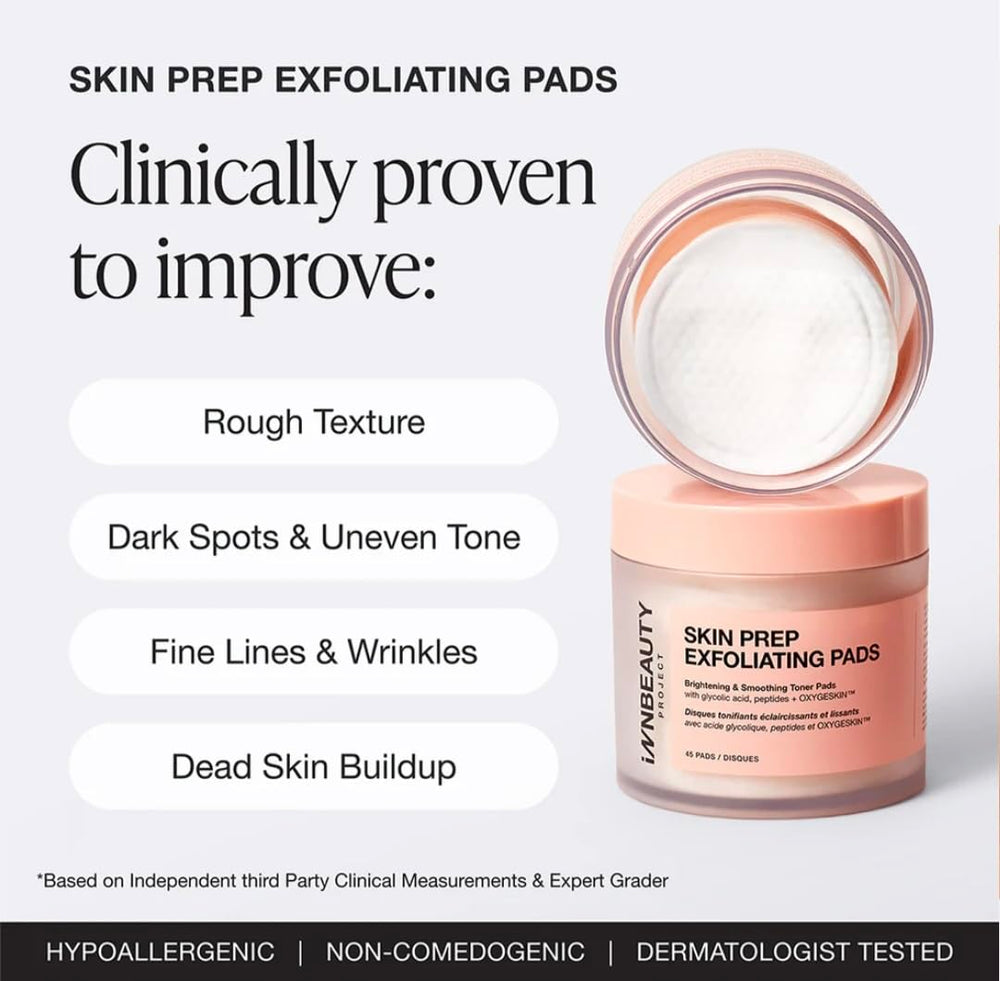Innbeauty Project Skin Prep Exfoliating Pad finger-pocket application demonstrates easy, even coverage on face and neck