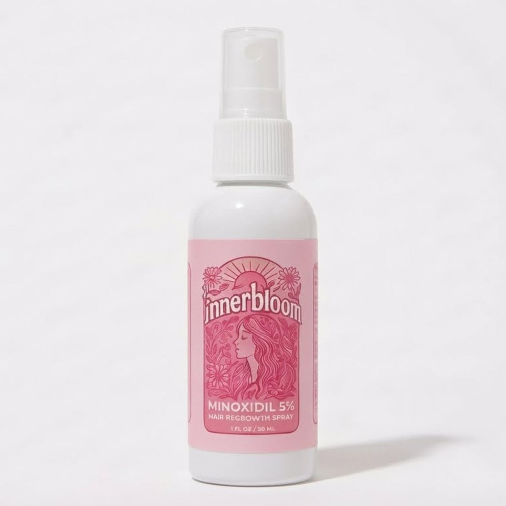 Innerbloom bottle top and label close-up showing premium packaging.