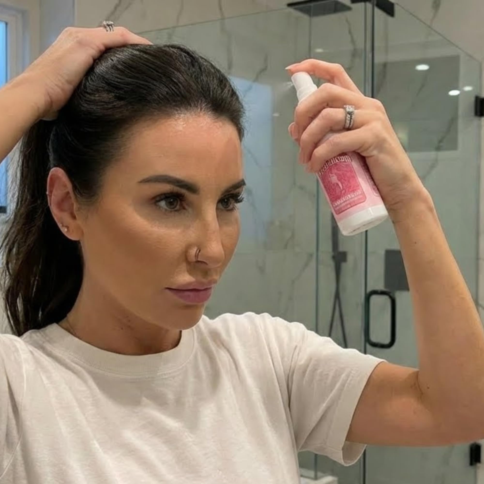 Innerbloom twice-daily routine scene for consistent scalp care.
