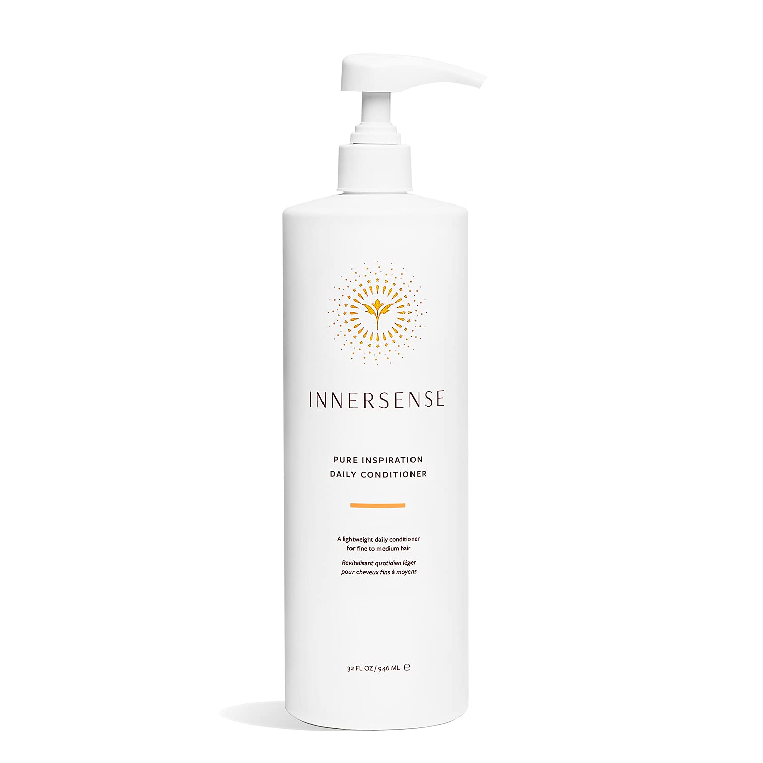 INNERSENSE daily conditioner bottle close-up showing non-toxic, cruelty-free packaging for healthy hair