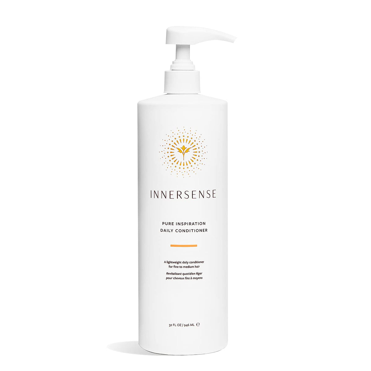 INNERSENSE daily conditioner bottle close-up showing non-toxic, cruelty-free packaging for healthy hair