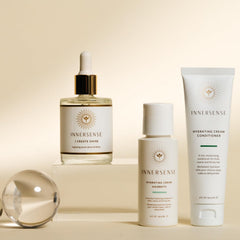 Closeup of creamy Hydrate & Shine products texture ready for washing day rituals.