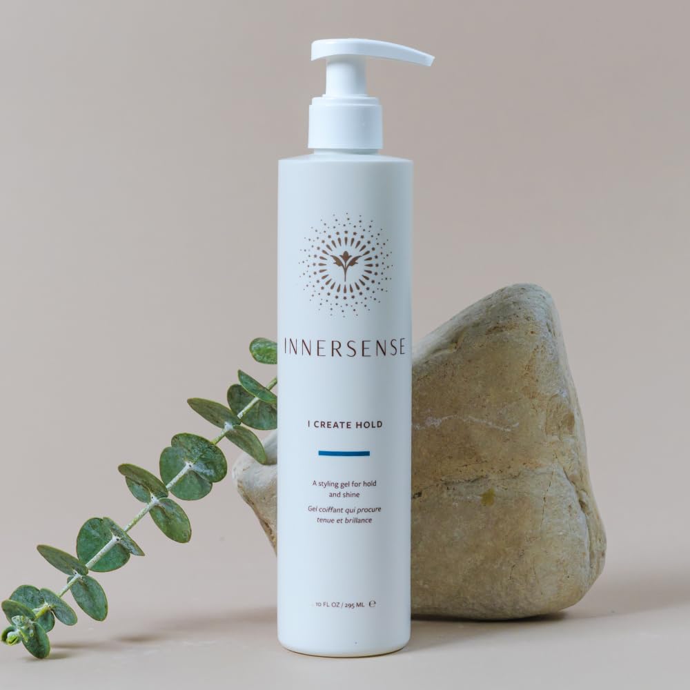INNERSENSE I Create Hold gel bottle with label emphasizing clean beauty credentials.