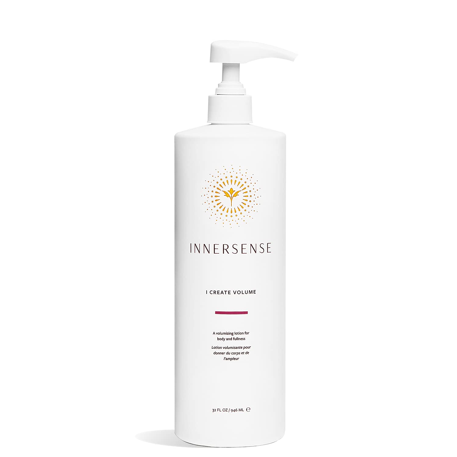 INNERSENSE I Create Volume Lotion pump bottle demonstrates easy daily volume boosting.