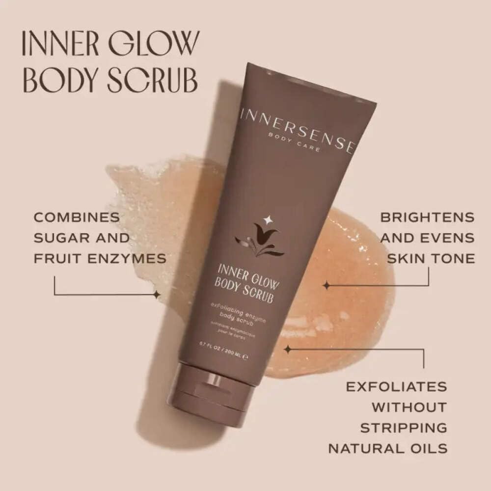 Fruit enzymes close-up highlighting gentle exfoliation in INNERSENSE scrub.