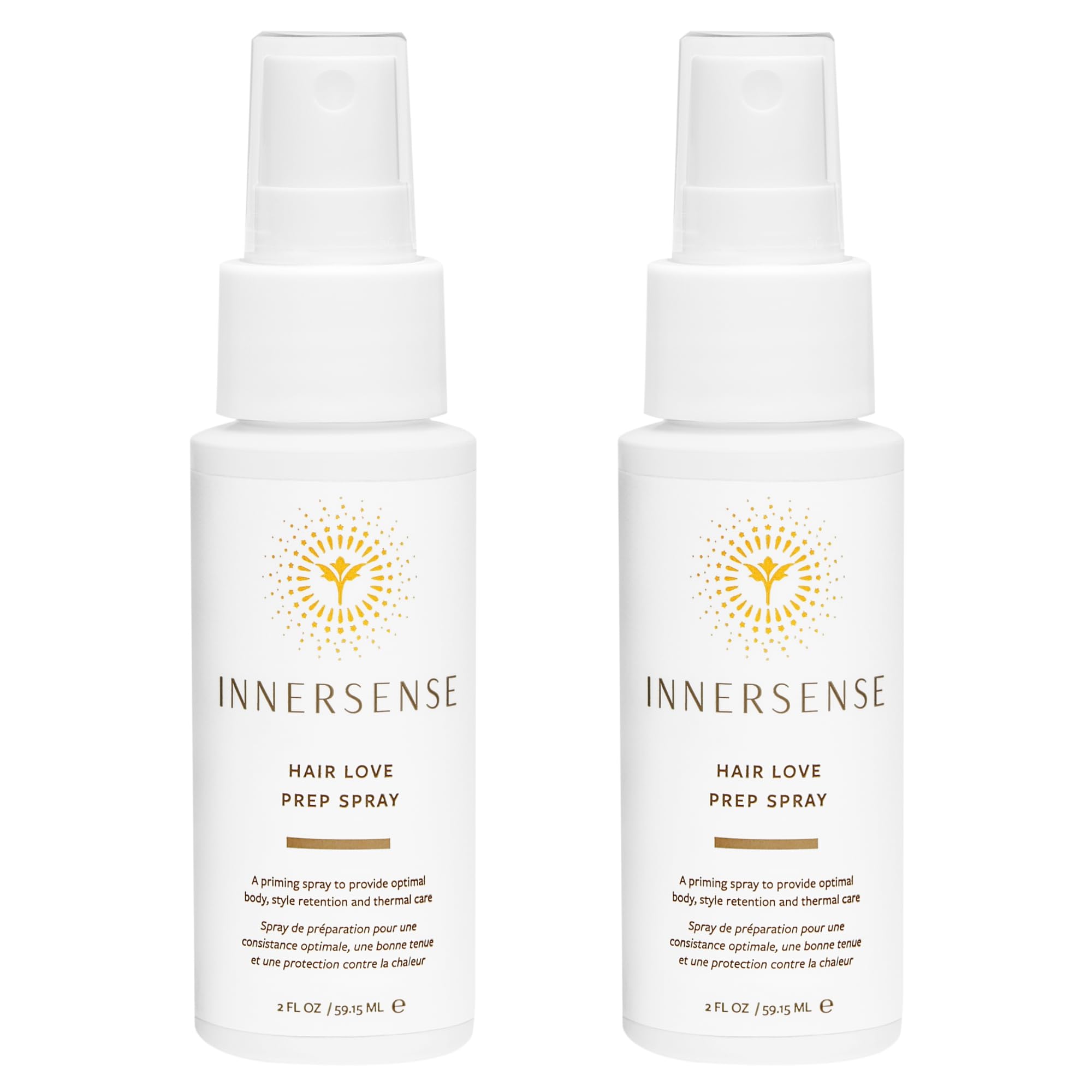 INNERSENSE Natural Hair Love Prep Spray bottle close-up for smoother styling and body.