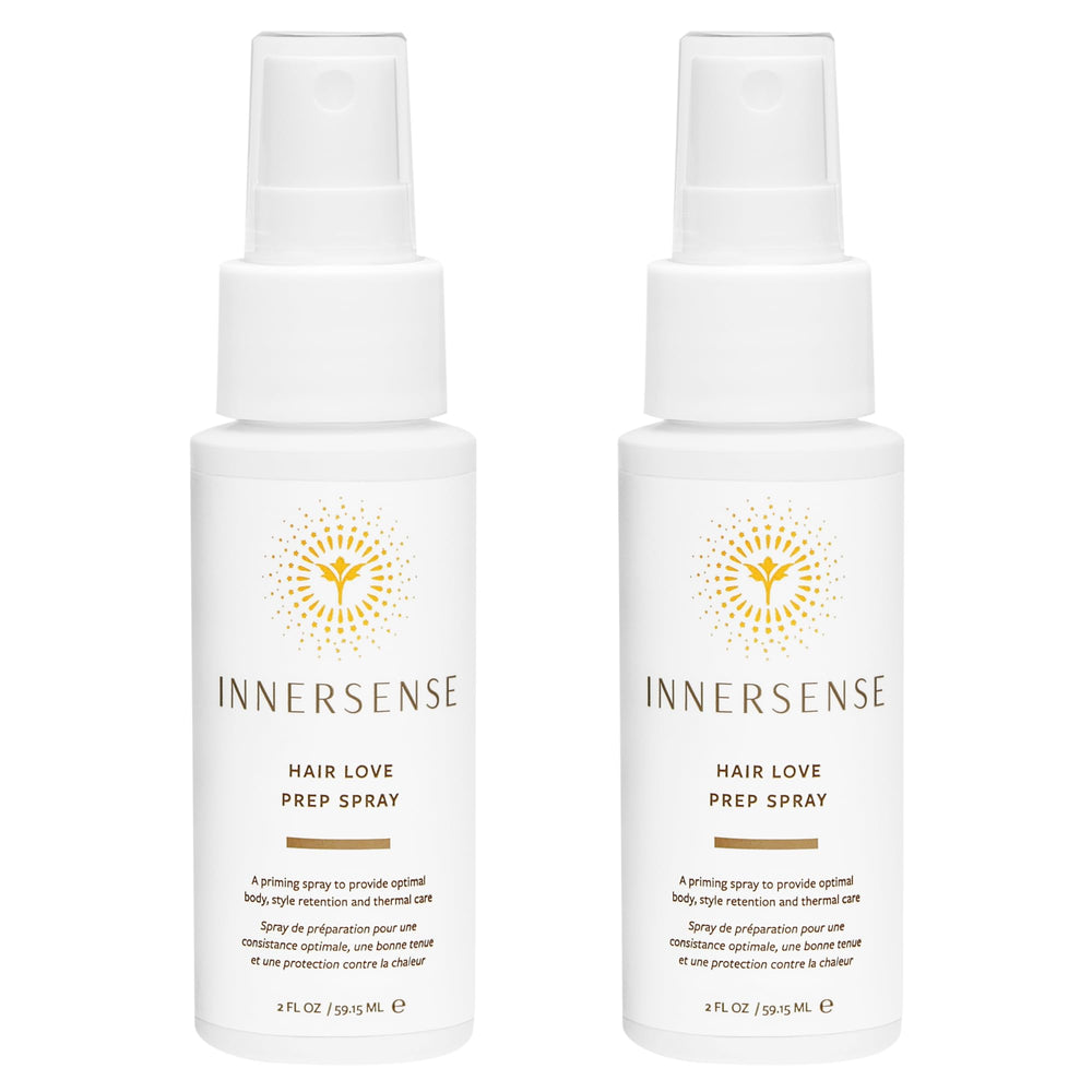 INNERSENSE Natural Hair Love Prep Spray bottle close-up for smoother styling and body.
