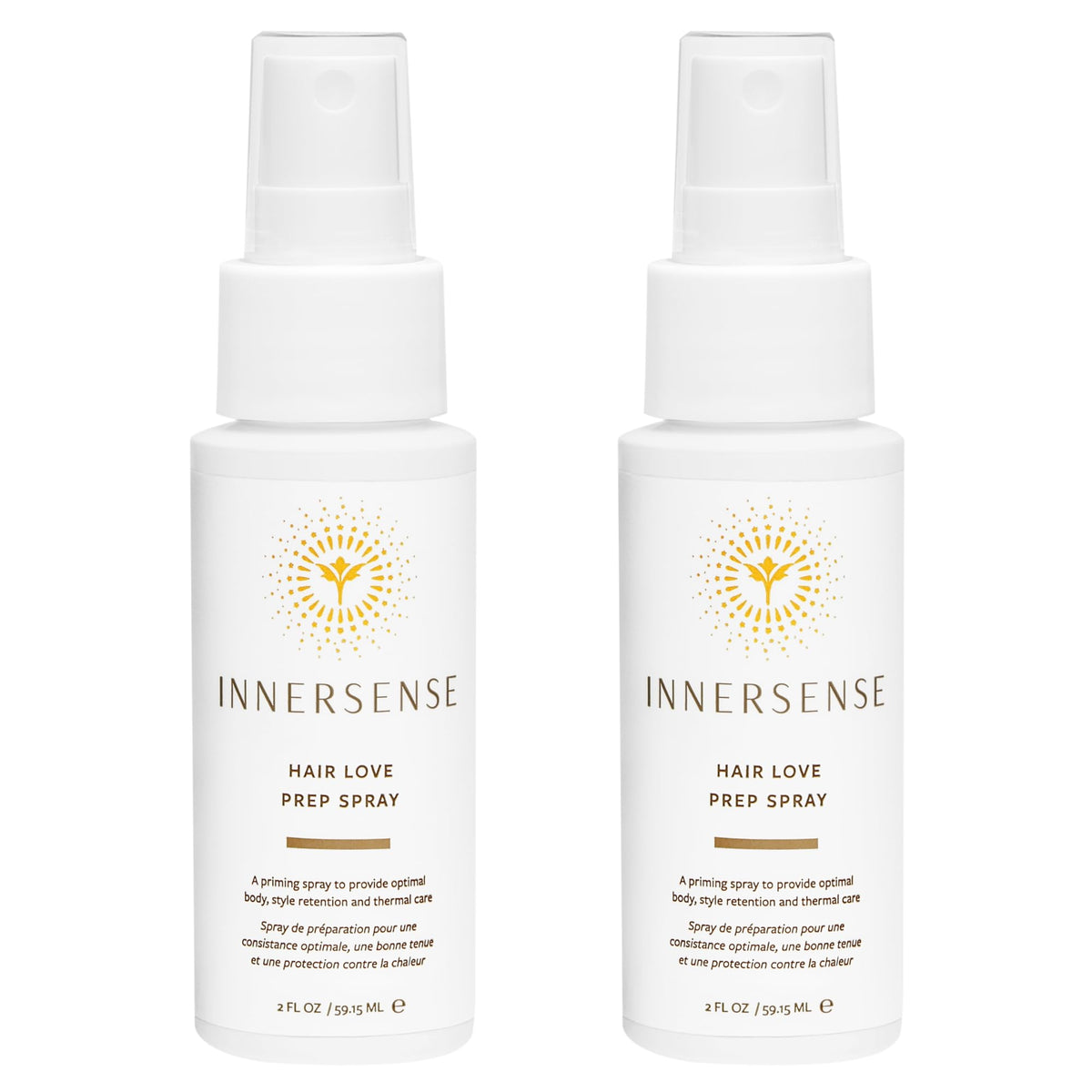 INNERSENSE Natural Hair Love Prep Spray bottle close-up for smoother styling and body.