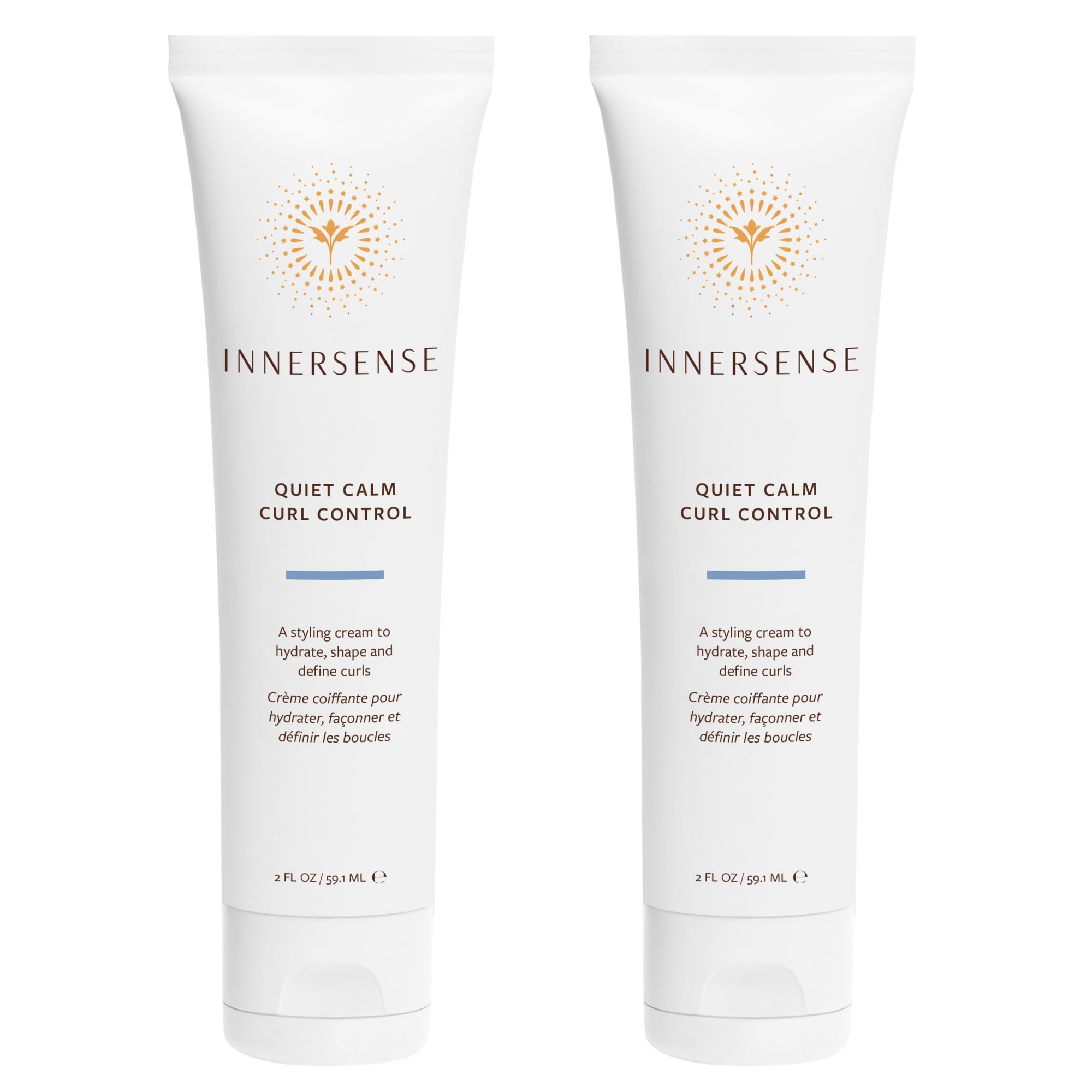 INNERSENSE Quiet Calm Curl Control bottle showing creamy, hydrating formula for defined curls.