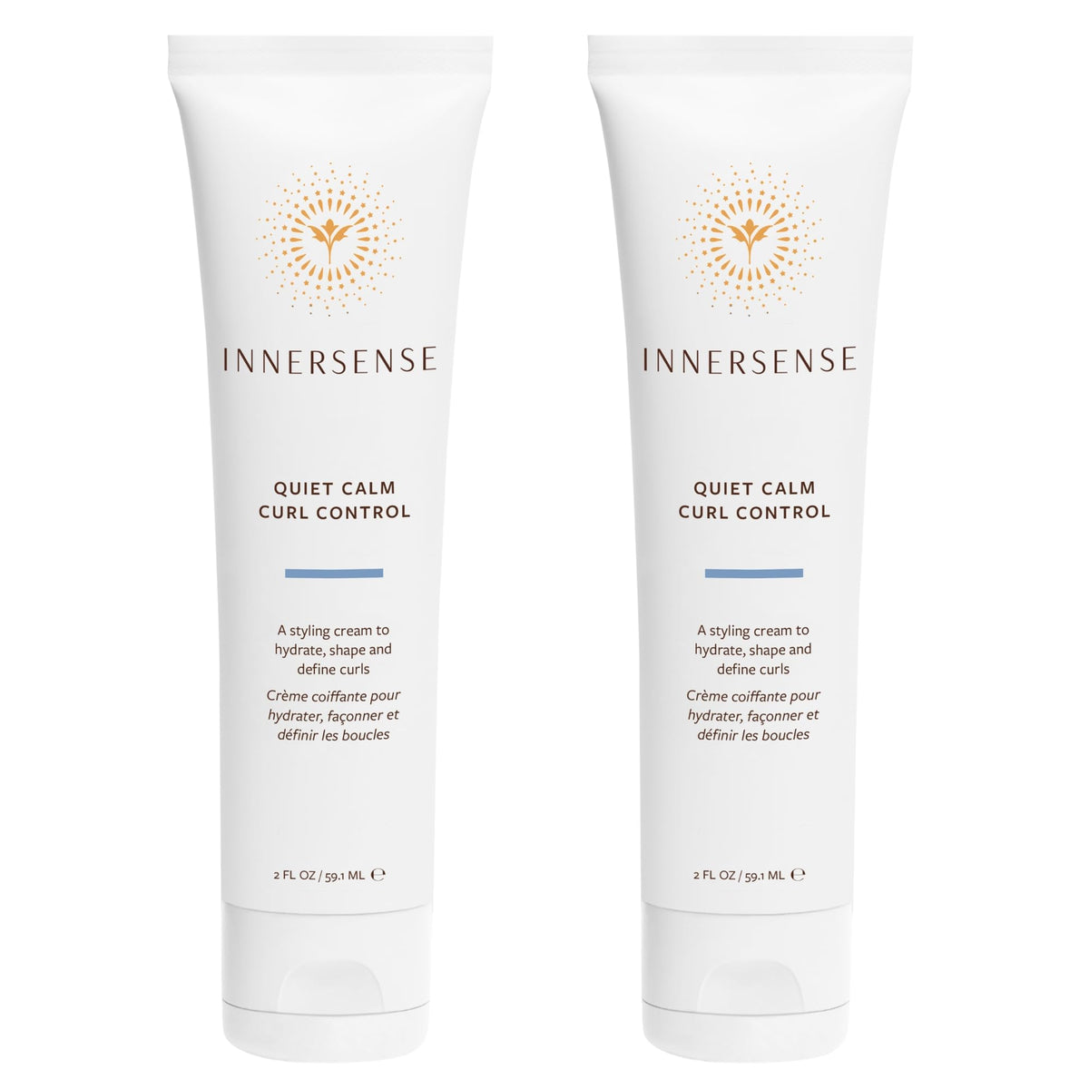 INNERSENSE Quiet Calm Curl Control bottle showing creamy, hydrating formula for defined curls.