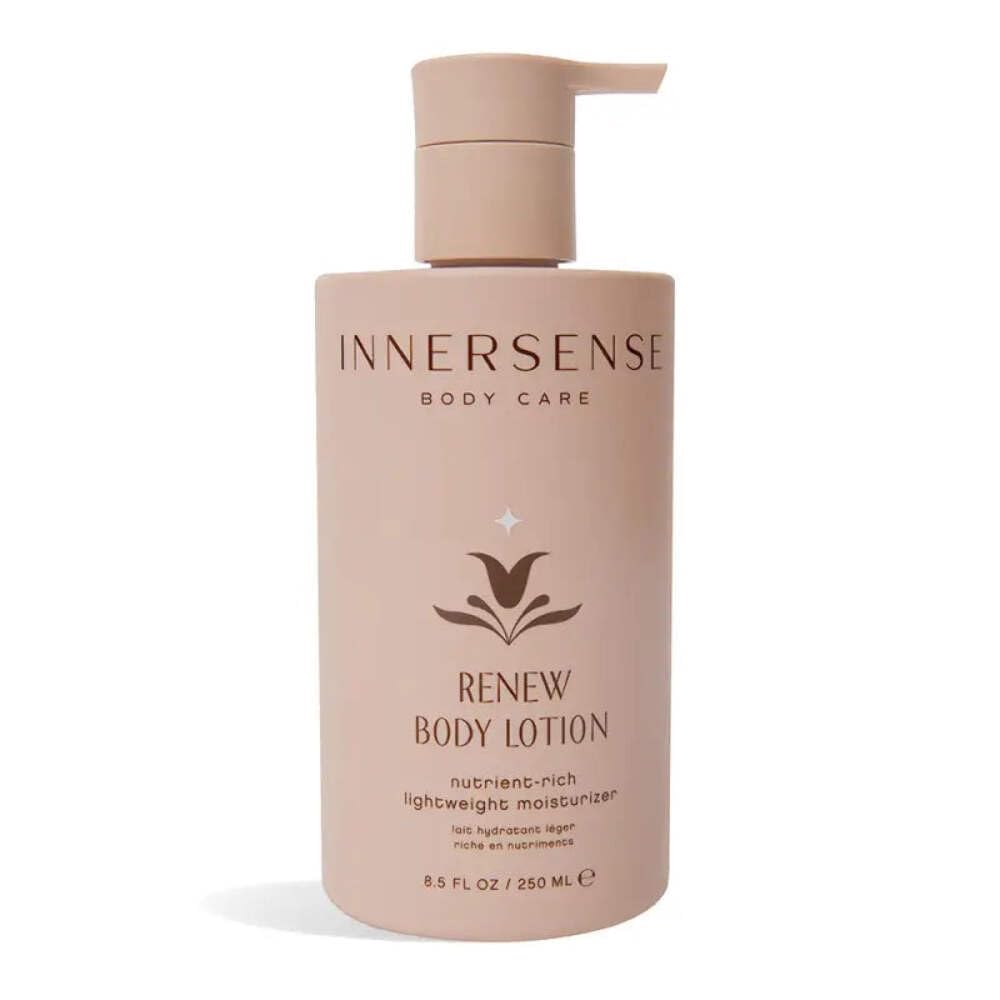 INNERSENSE Renew Body Lotion bottle highlights a lightweight, hydrating formula.