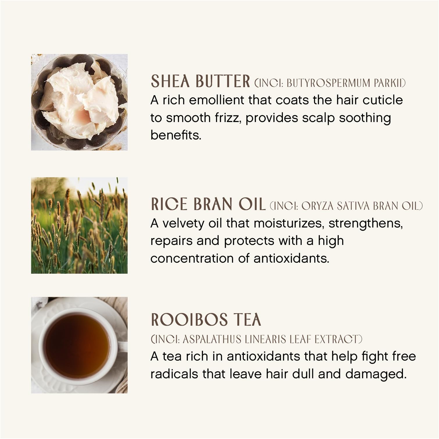 Rooibos tea infusion in INNERSENSE formula highlighting natural care for hair.