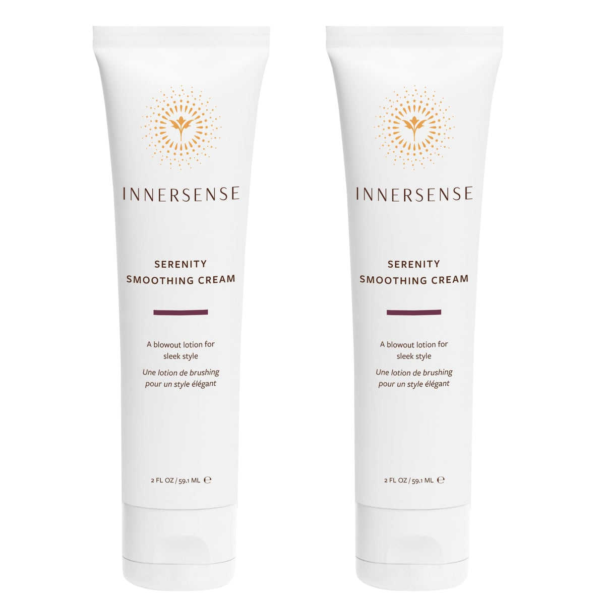 INNERSENSE Serenity Hair Cream bottle for smoother, frizz-free styling.