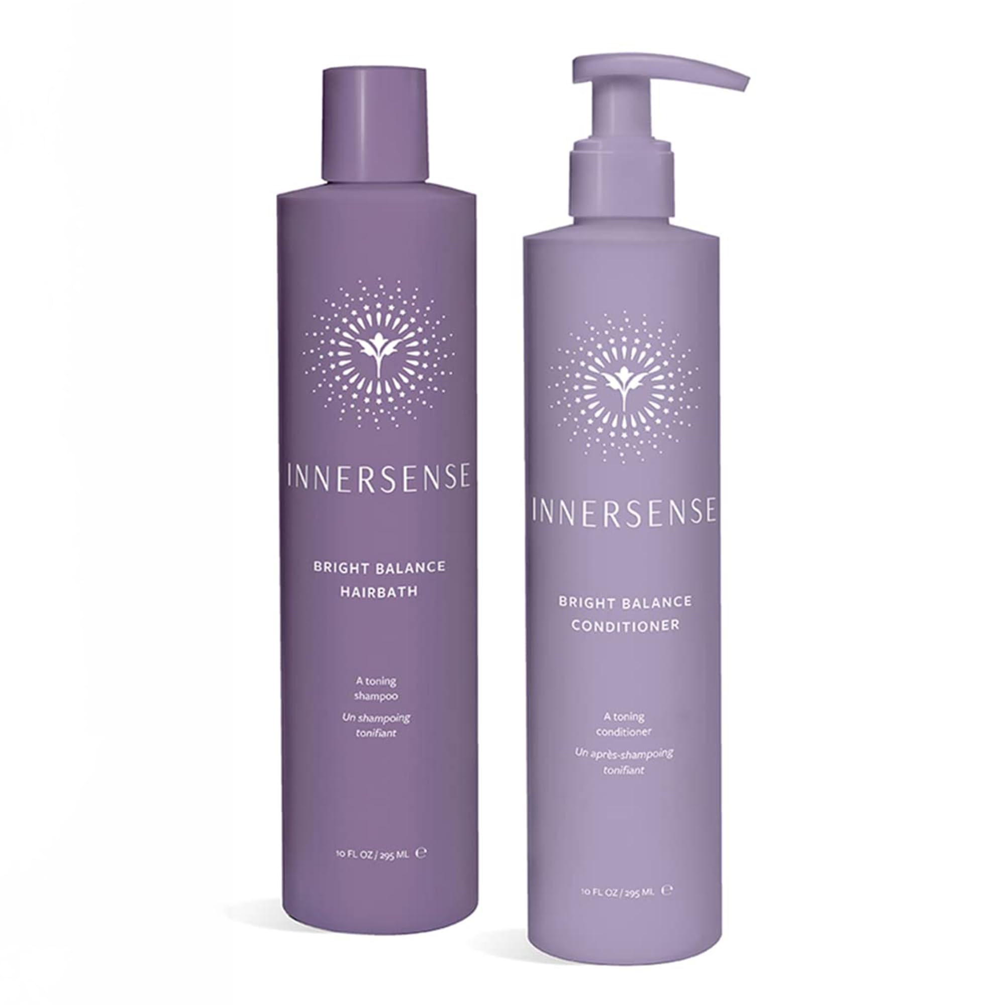 INNERSENSE purple-toning shampoo bottle for brass neutralization and shine
