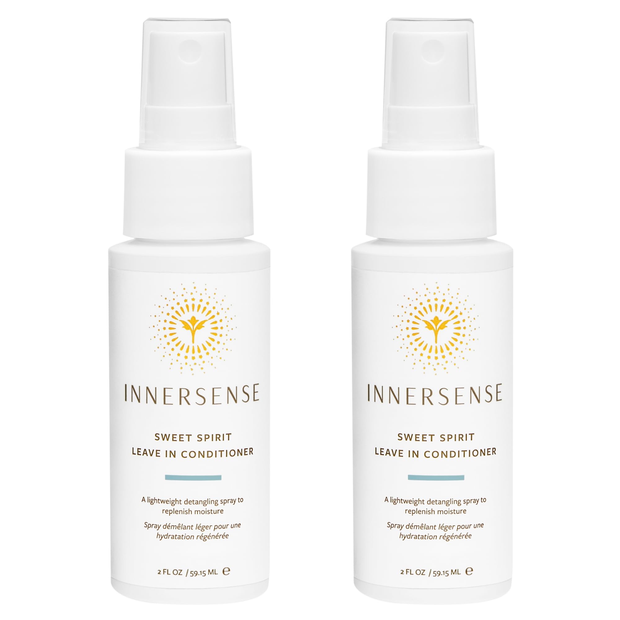 INNERSENSE Sweet Spirit Leave-In Bottle shows easy detangling and moisture.