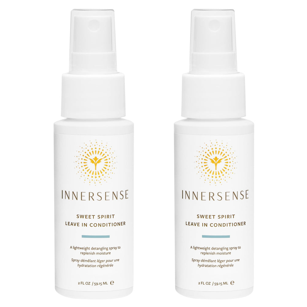 INNERSENSE Sweet Spirit Leave-In Bottle shows easy detangling and moisture.