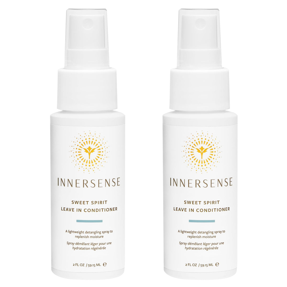 INNERSENSE Sweet Spirit Leave-In Bottle shows easy detangling and moisture.