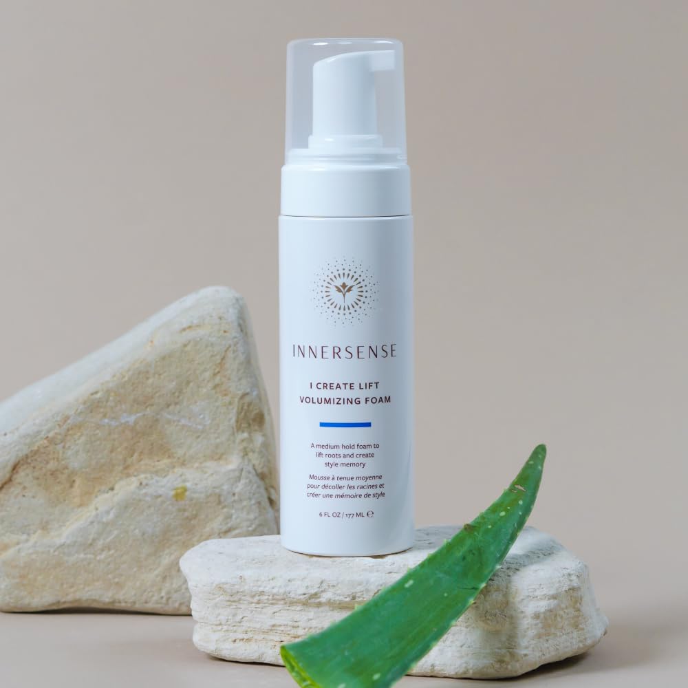 INNERSENSE volumizing foam in action during a quick wash-day session.
