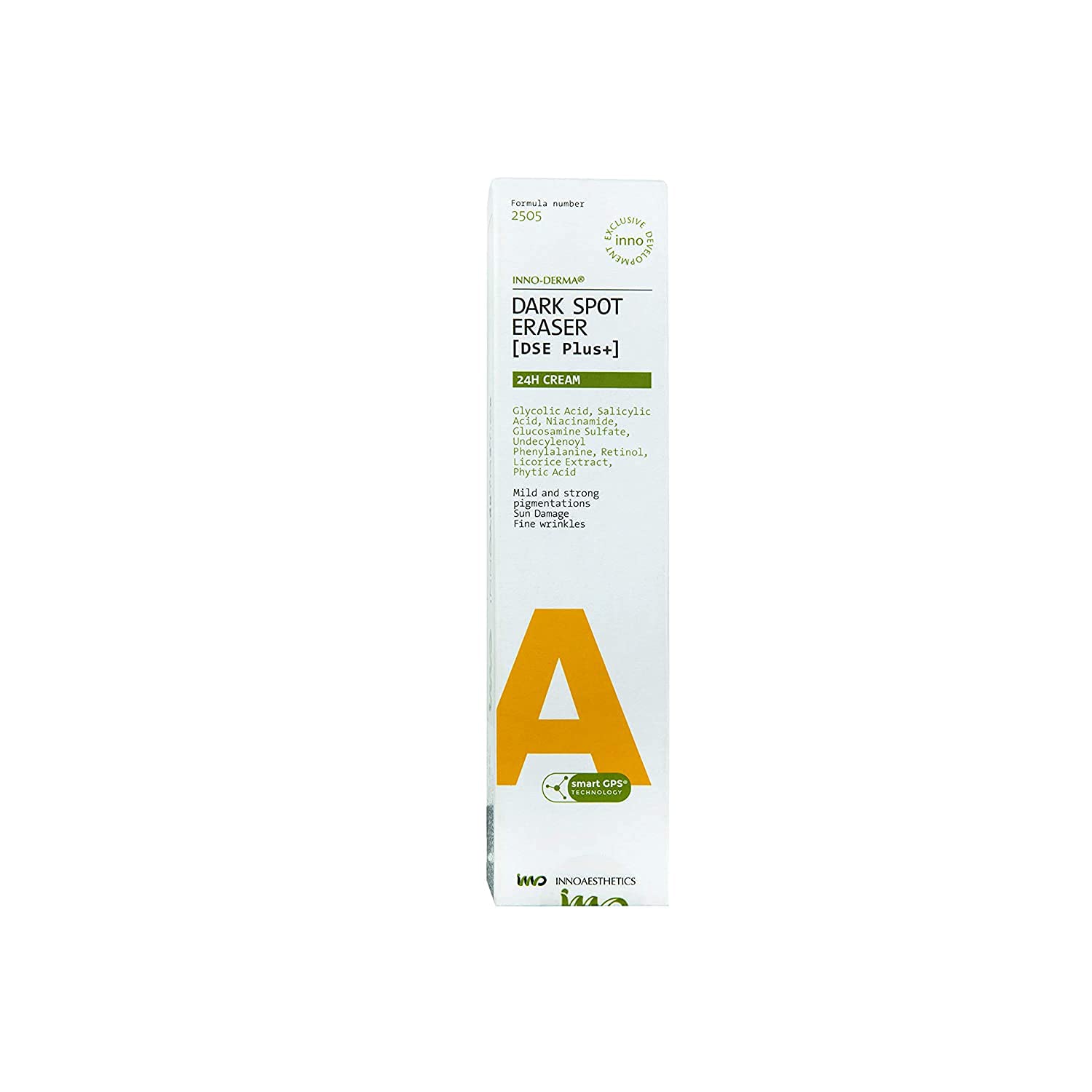 INNOAESTHETICS DSE Plus bottle close-up showing premium packaging for daily dark spot care.