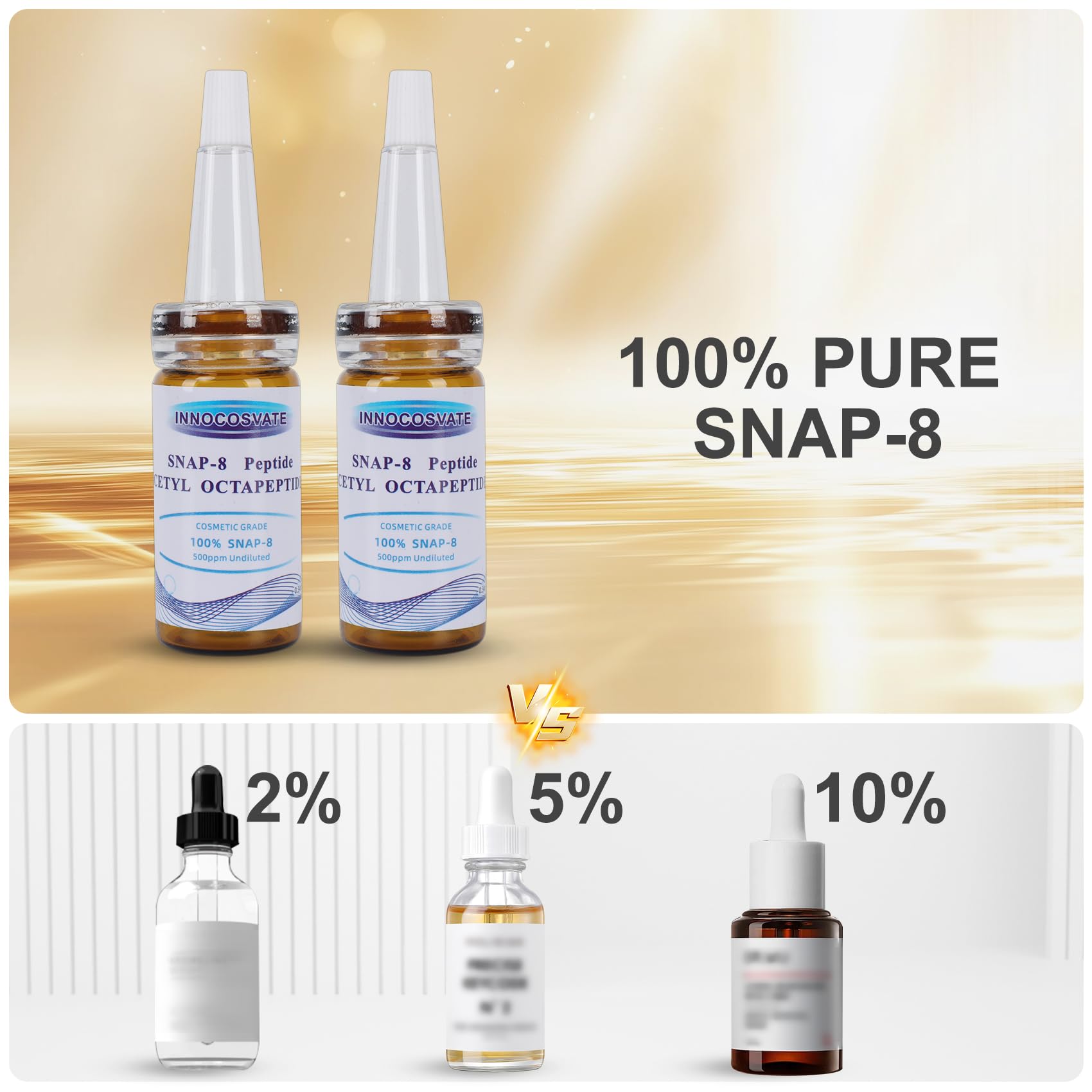INNOCOSVATE Snap-8 DIY serum base closeup indicates a customizable anti-aging foundation.