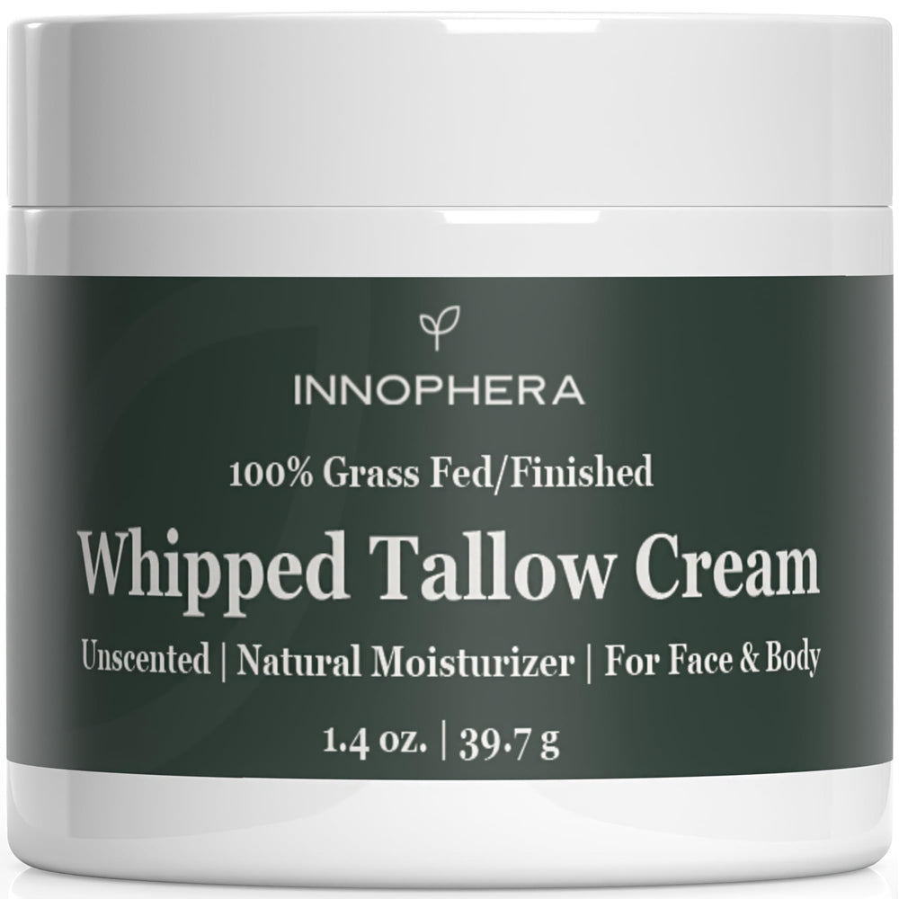 Innophera whipped beef tallow cream bottle shows unscented formula for sensitive skin.