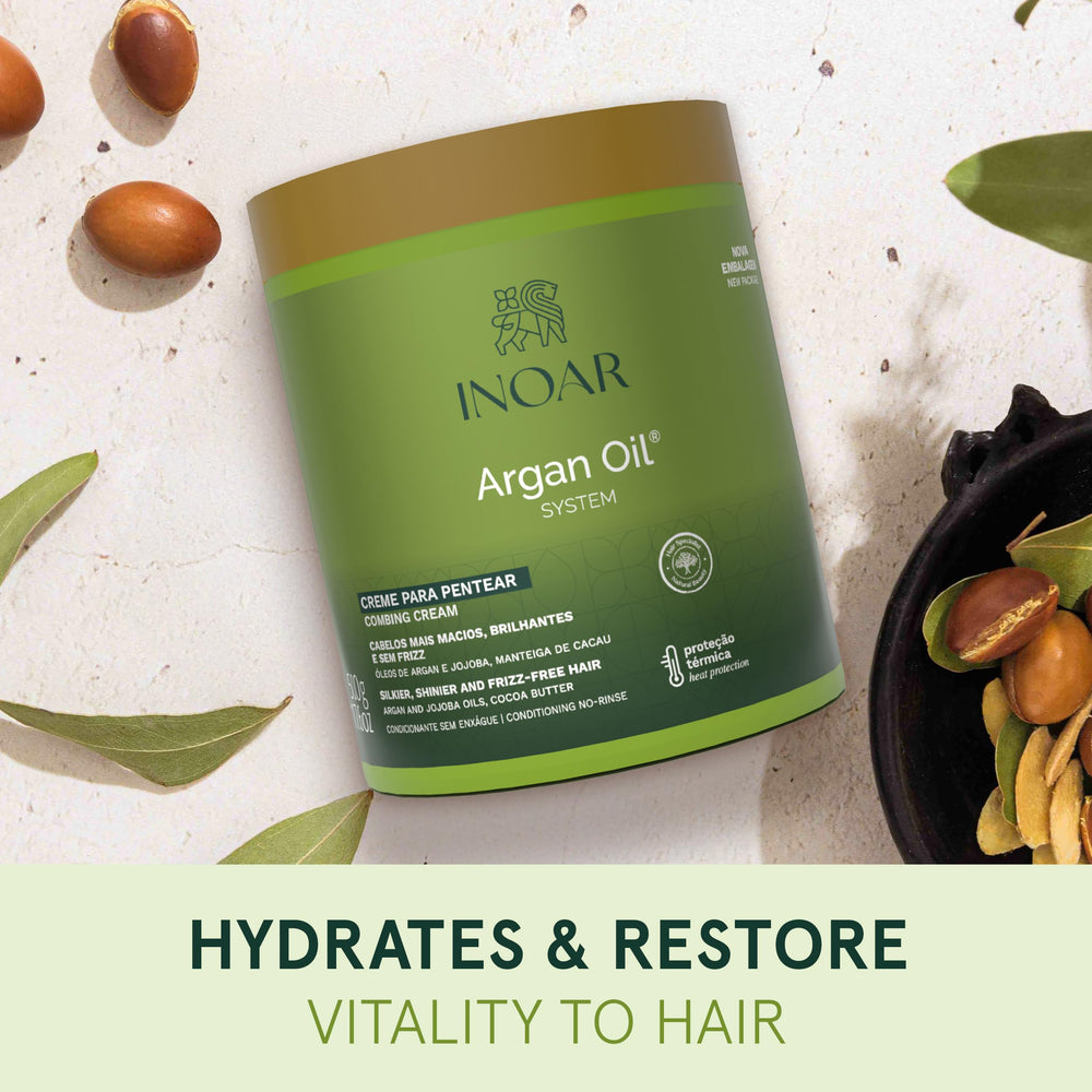 INOAR Argan Oil Combing Cream hydrates and softens hair
