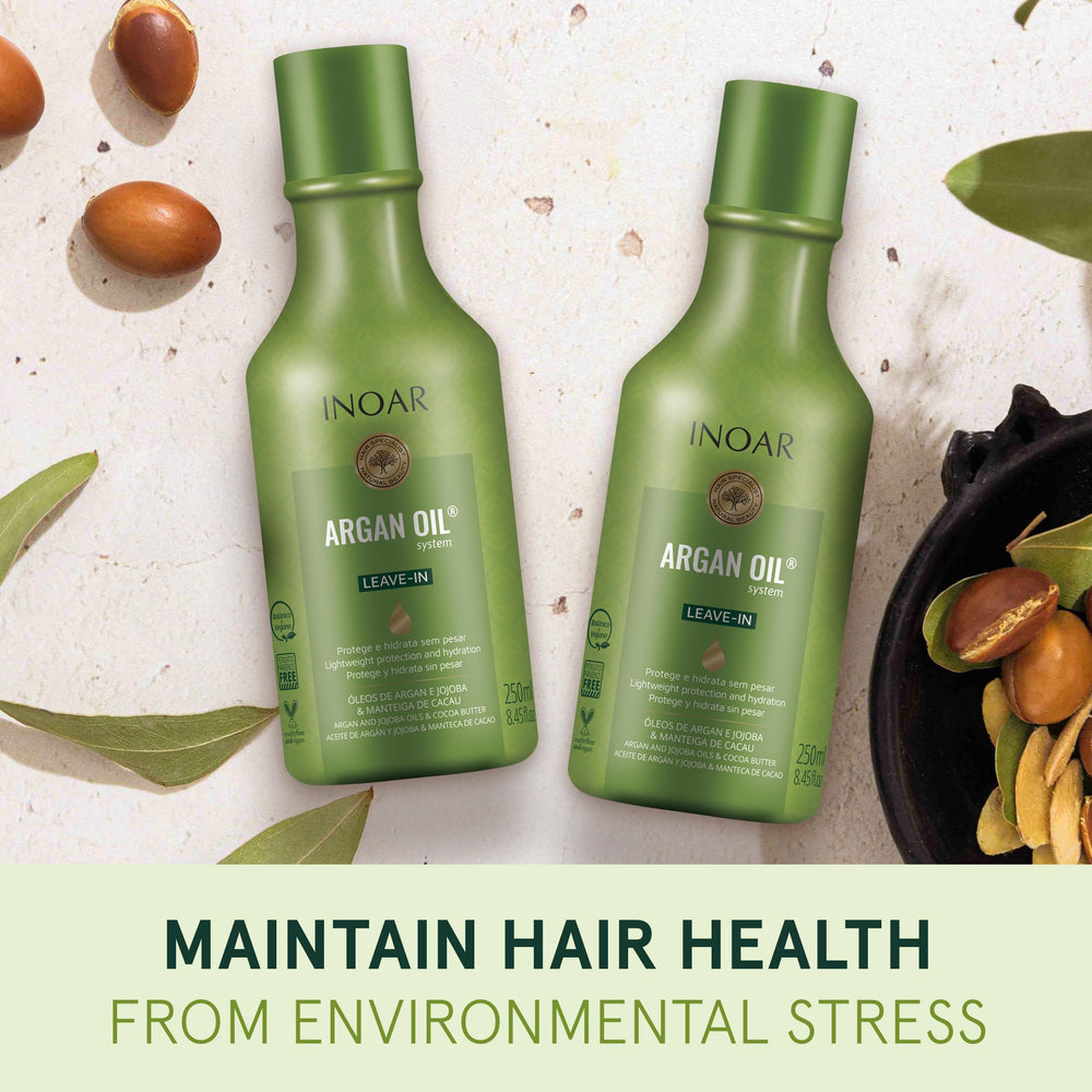 INOAR Argan Oil Leave-In Treatment close-up highlighting lightweight feel
