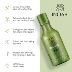 Shiny, healthy-looking hair after INOAR Argan Oil Leave-In Treatment