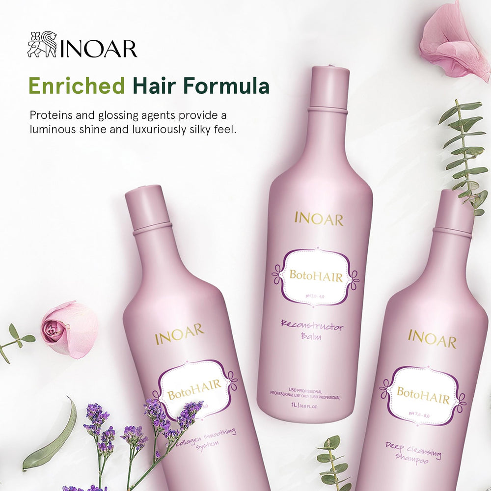 INOAR BotoHair Natural ingredients emphasize nourishment without weighing hair down.