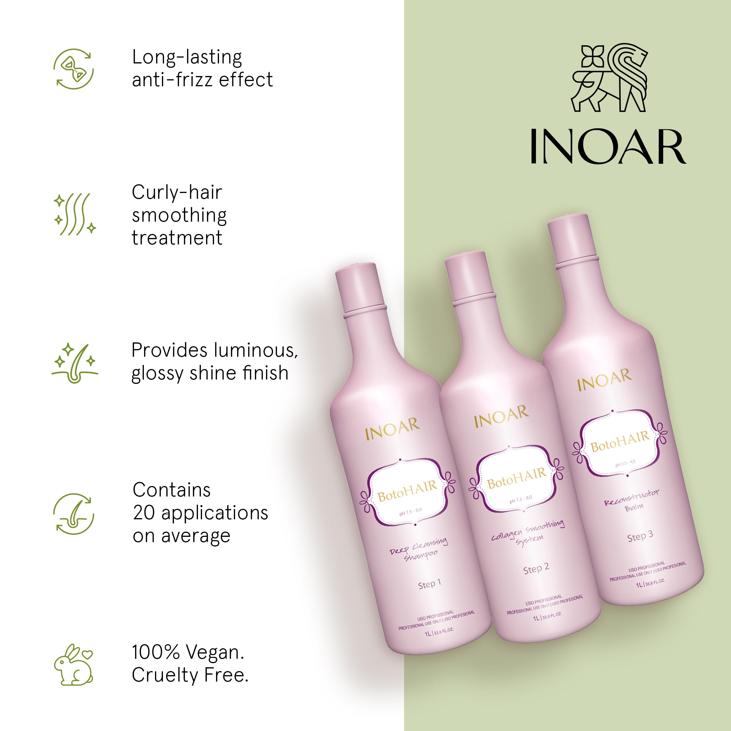 INOAR BotoHair Reconstructor Balm jar restores moisture for smoother, more manageable hair.