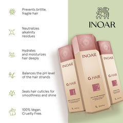 INOAR G.Hair Finishing Mask locks in moisture for lasting softness.