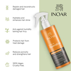 Close-up of hydrolyzed keratin ingredient in INOAR formula for shine.