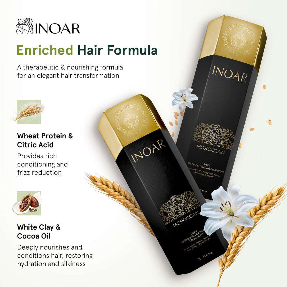 INOAR Step 2 cocoa oil detail hints at luxurious softness for hair.