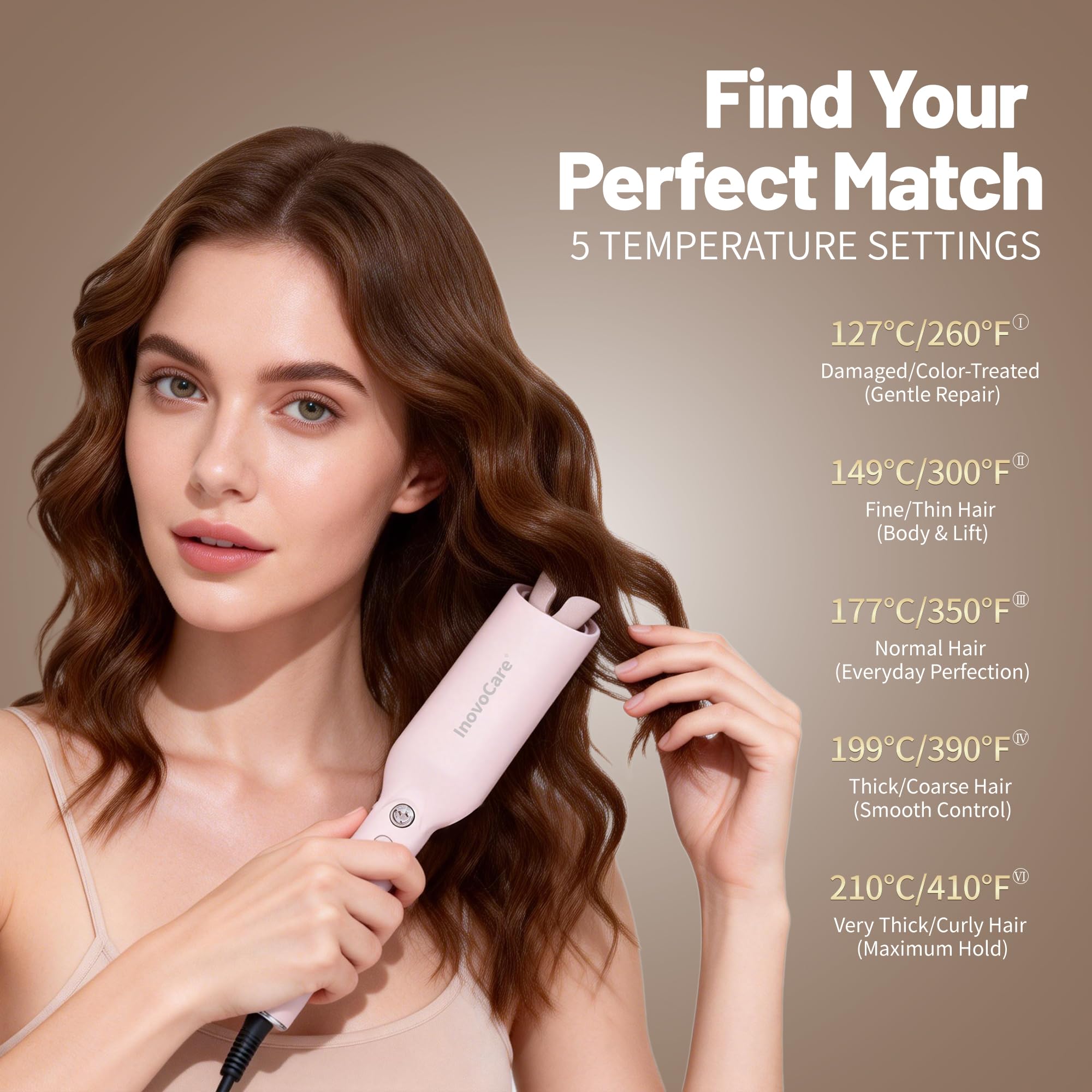 InovoCare CurlPro Plus anti-scald design ensures safe, comfortable styling.