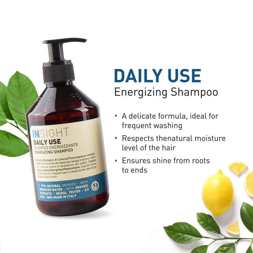Insight Clean Beauty Energizing Shampoo after-shower glow on shiny hair.