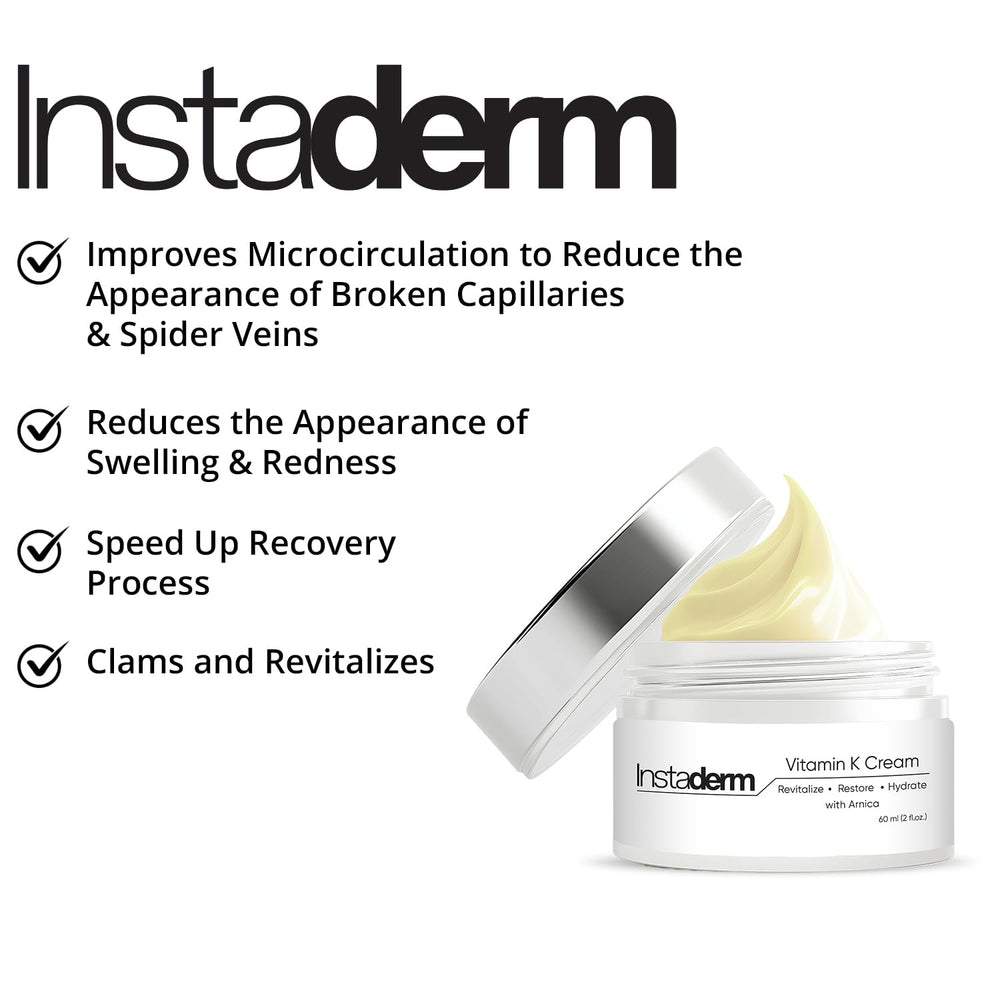 Cream texture smoothing fine lines and under-eye puffiness with Instaderm.