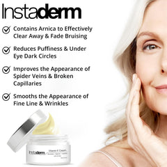 Under-eye application close-up suggesting reduced puffiness with Instaderm.