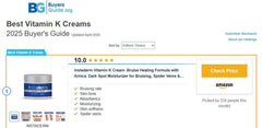 Instaderm Vitamin K Cream Arnica bottle highlights anti-bruising benefits.