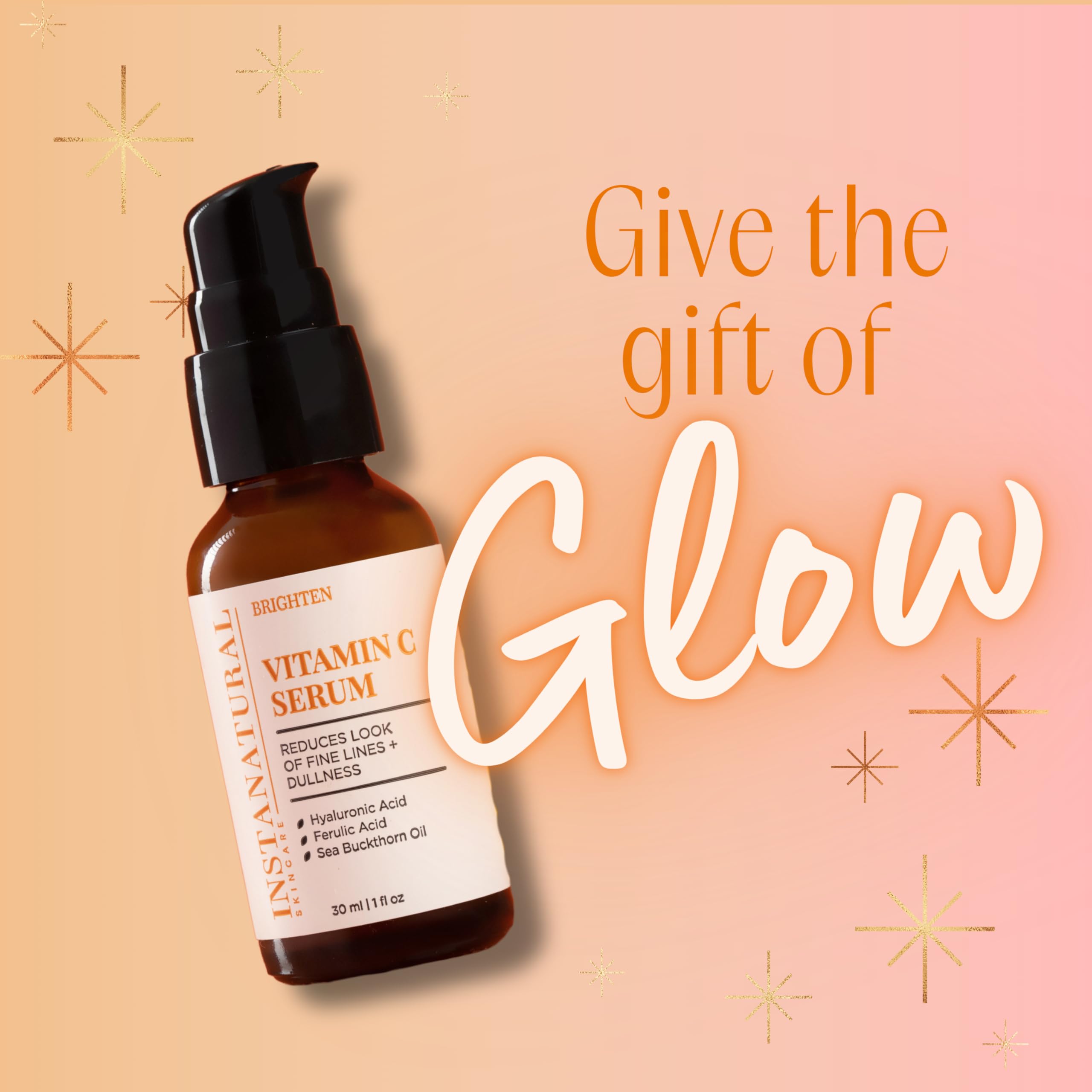 InstaNatural Ferulic and Hyaluronic acids close-up showing antioxidant and moisturizing roles.