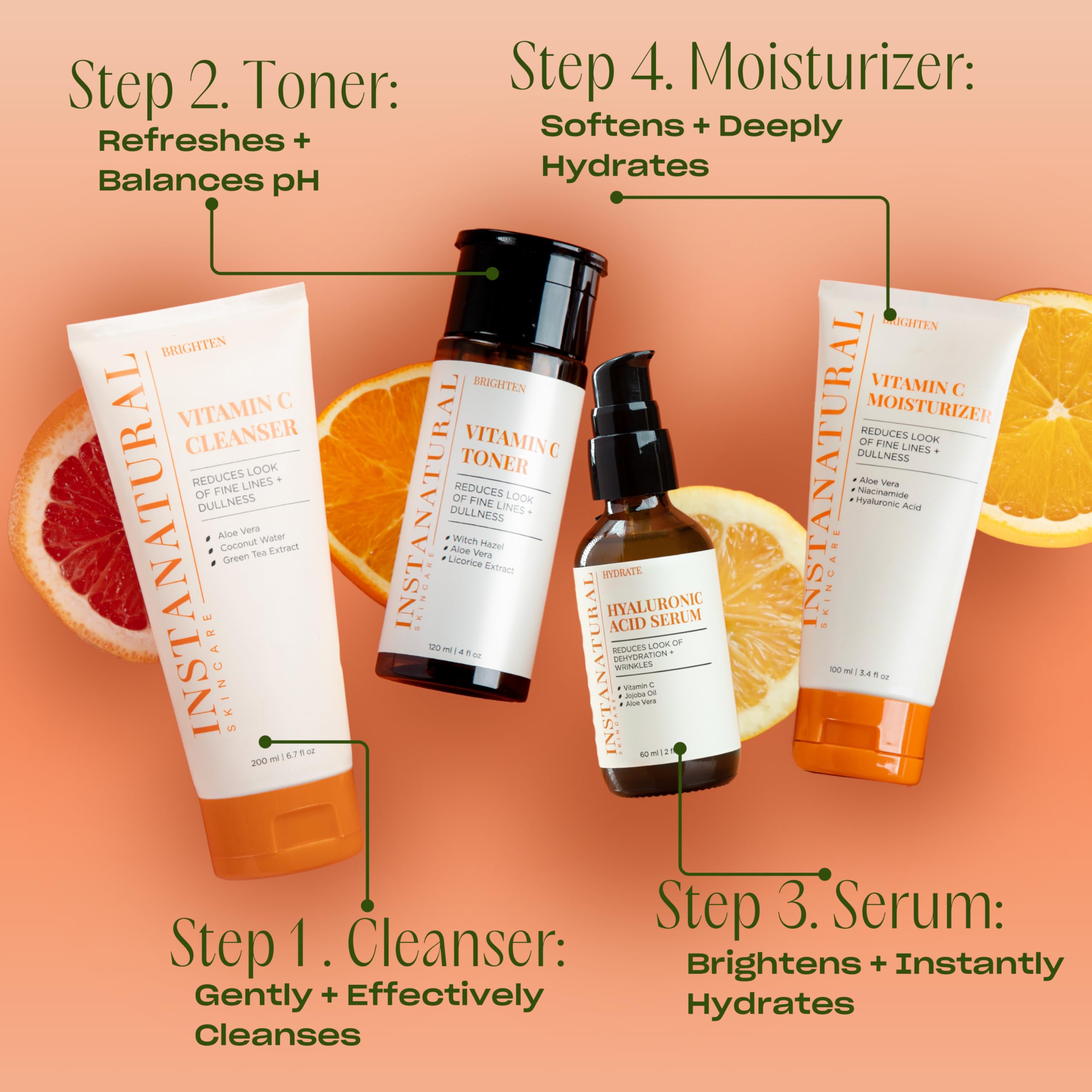 InstaNatural serum on skin reveals smooth texture
