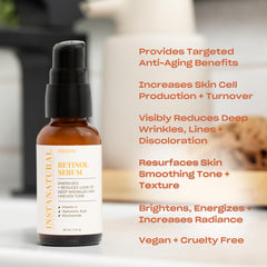 Texture close-up of InstaNatural Retinol Serum showing a lightweight, fast-absorbing formula.