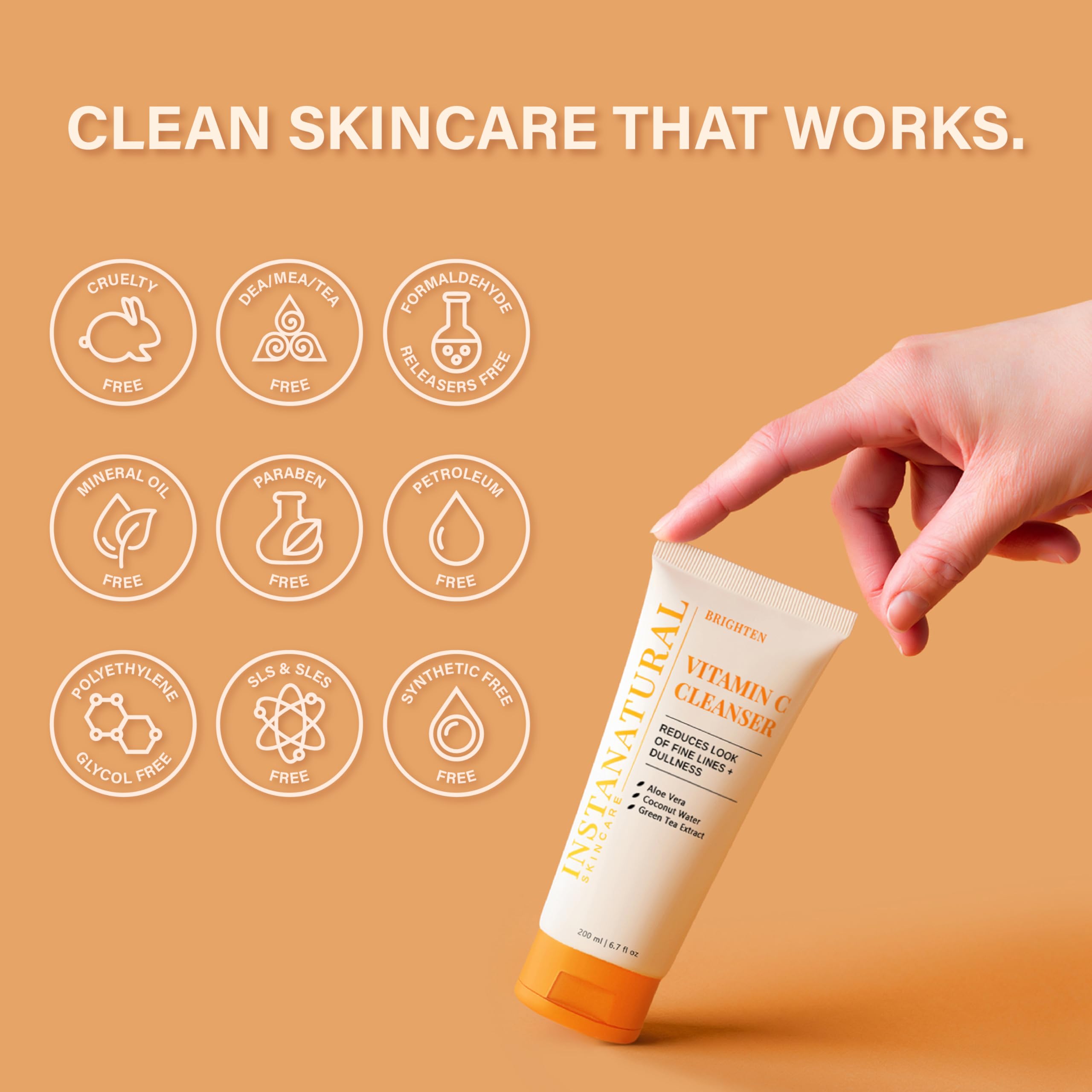 InstaNatural Vitamin C moisturizer being applied on hand for smoothing