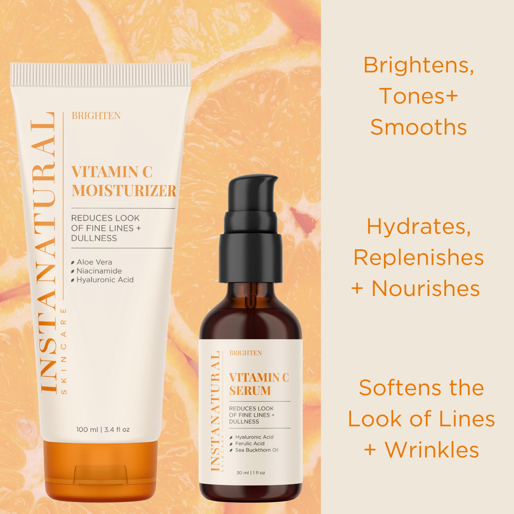 InstaNatural Vitamin C Moisturizer texture close-up for a smooth, hydrated look.