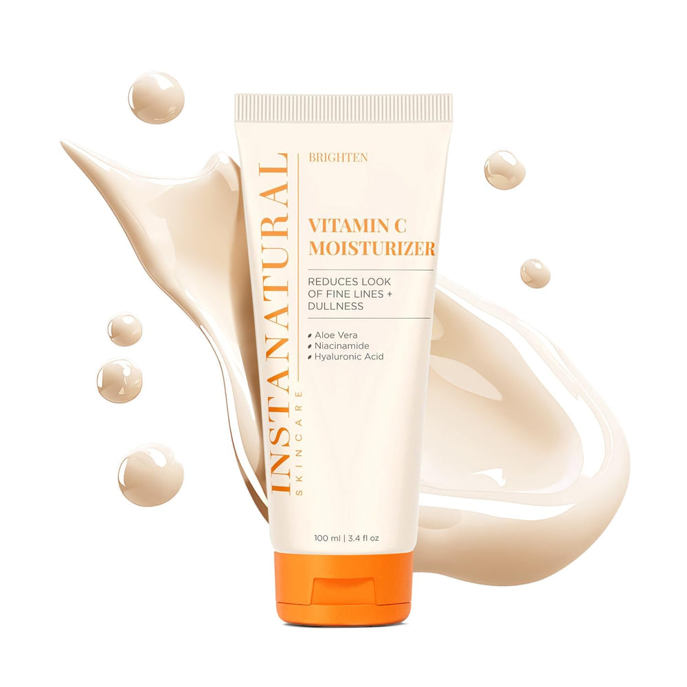 Texture swatch of InstaNatural Vitamin C moisturizer showing lightweight hydration.