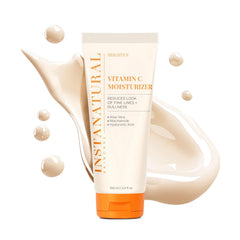 Texture swatch of InstaNatural Vitamin C moisturizer showing lightweight hydration.