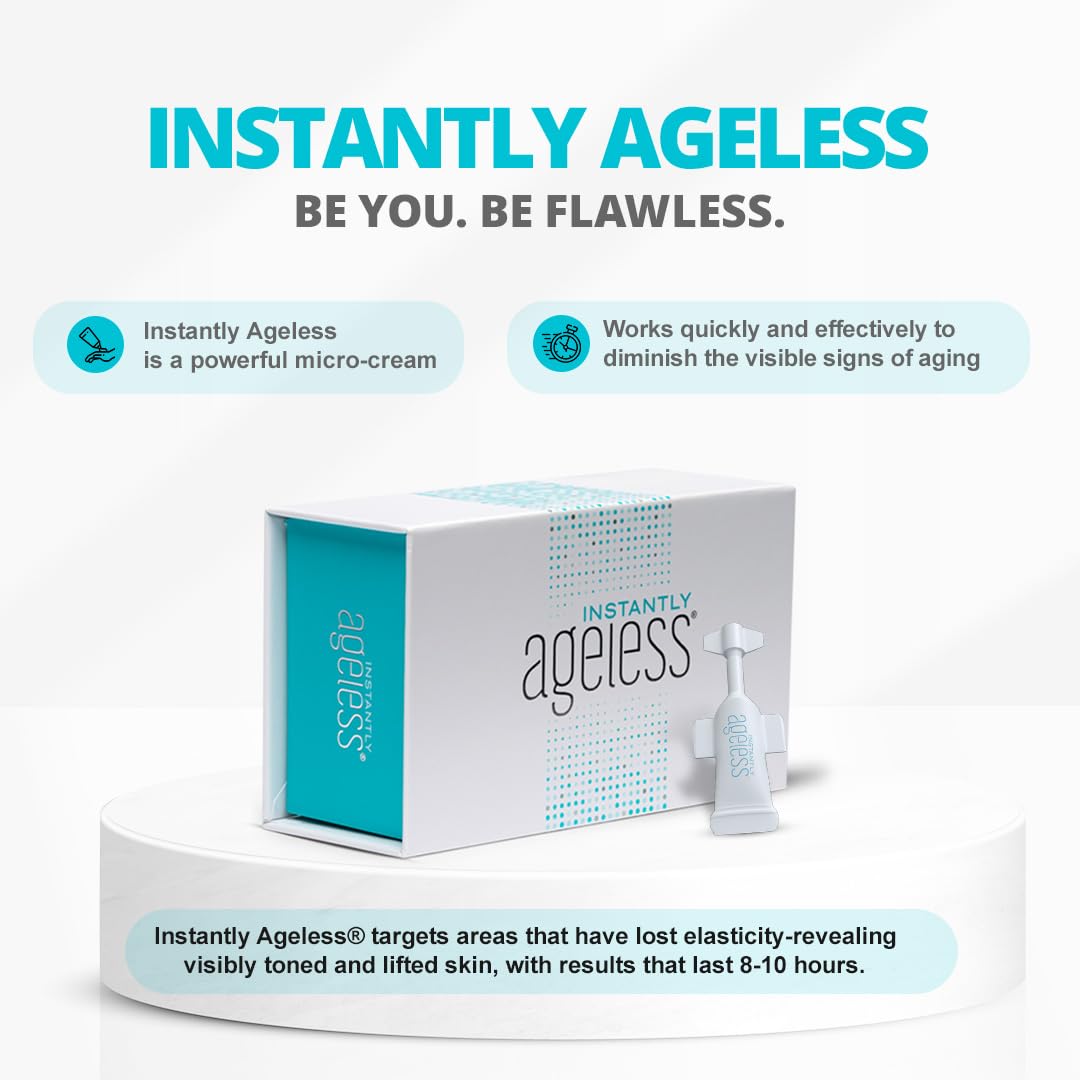 Instantly Ageless cream texture swatch highlights quick-absorbing formula for days on the go.