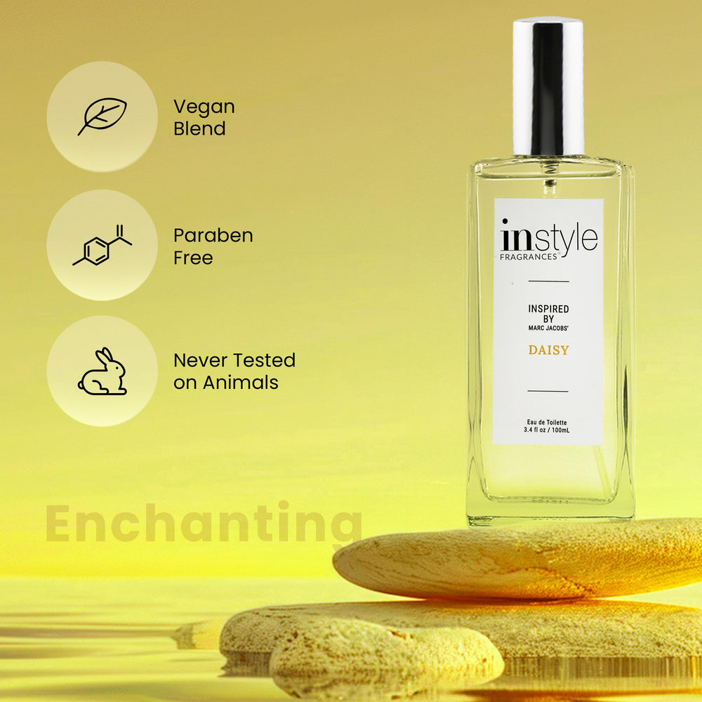 InStyle Fragrances Daisy-inspired bottle cap close-up